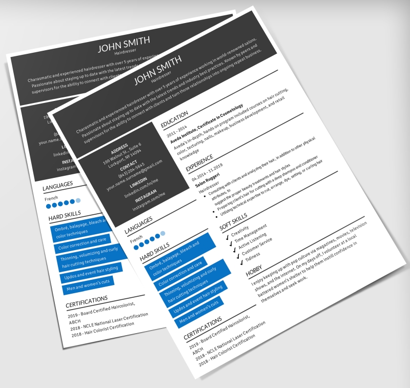 hair stylist resume template